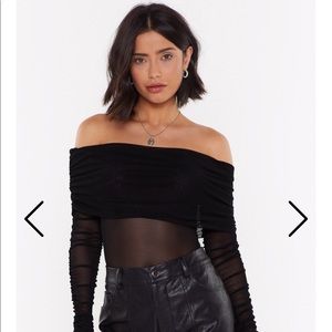 Mesh my soul off the shoulder bodysuit - Nasty Gal